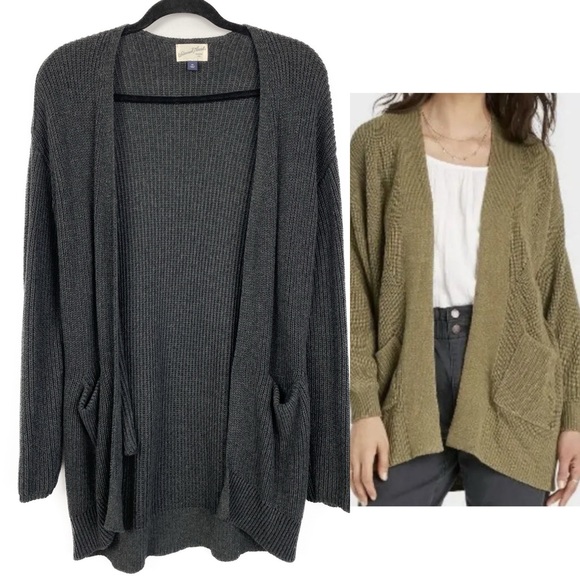 Universal‎ Thread Womens Cotton Cardigan Sweater XS Grey Oversized Pockets - Picture 1 of 8